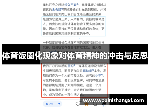 体育饭圈化现象对体育精神的冲击与反思